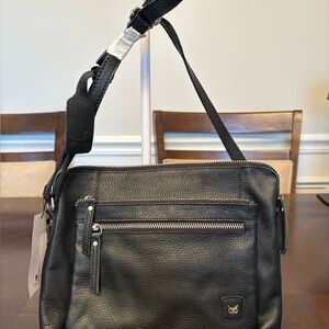 Wise Owl Leather Black Crossbody Bag NWOT